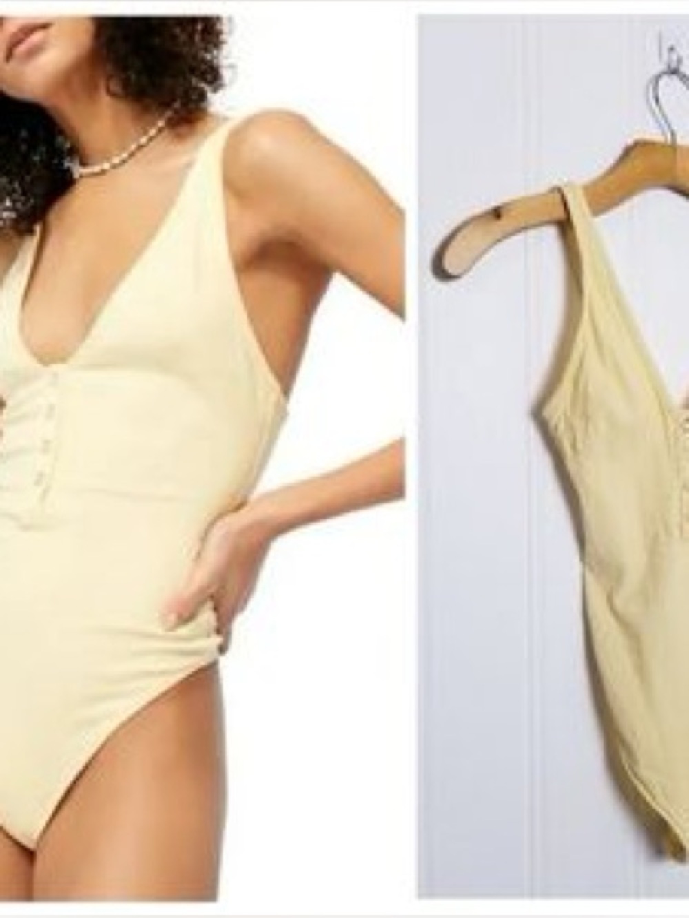 Free People Intimately Bodysuit Butter Yellow Size Small